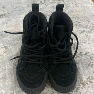 Vans kids size 1 black with camo detail used lots of life